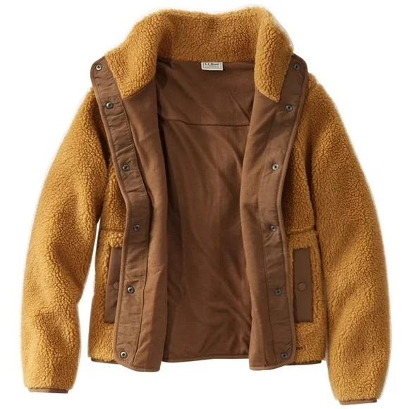 L.L. Bean Women's Bean's Sherpa Fleece Jacket XXS Reg Antique Gold - Picture 3 of 13